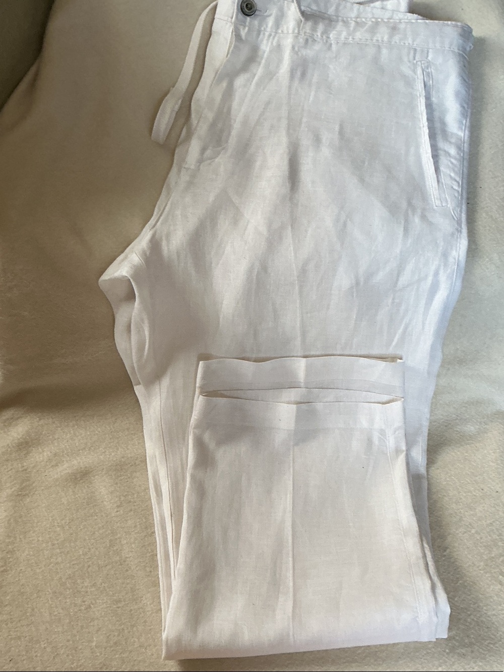 Tasso Elba Men's White Linen Drawstring Chinos
